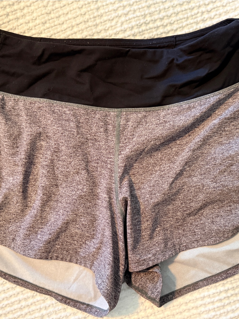 lululemon athletica Heathered Gray and Black Athletic Shorts